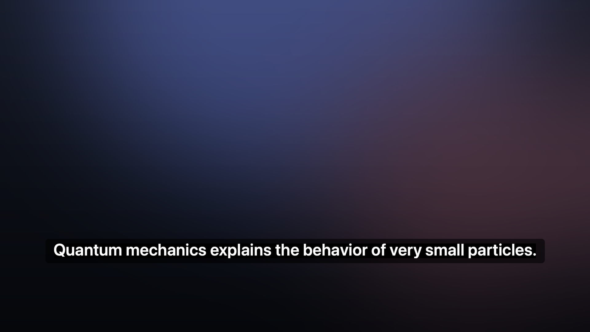 The Live Subtitles overlay showing a sentence over a video